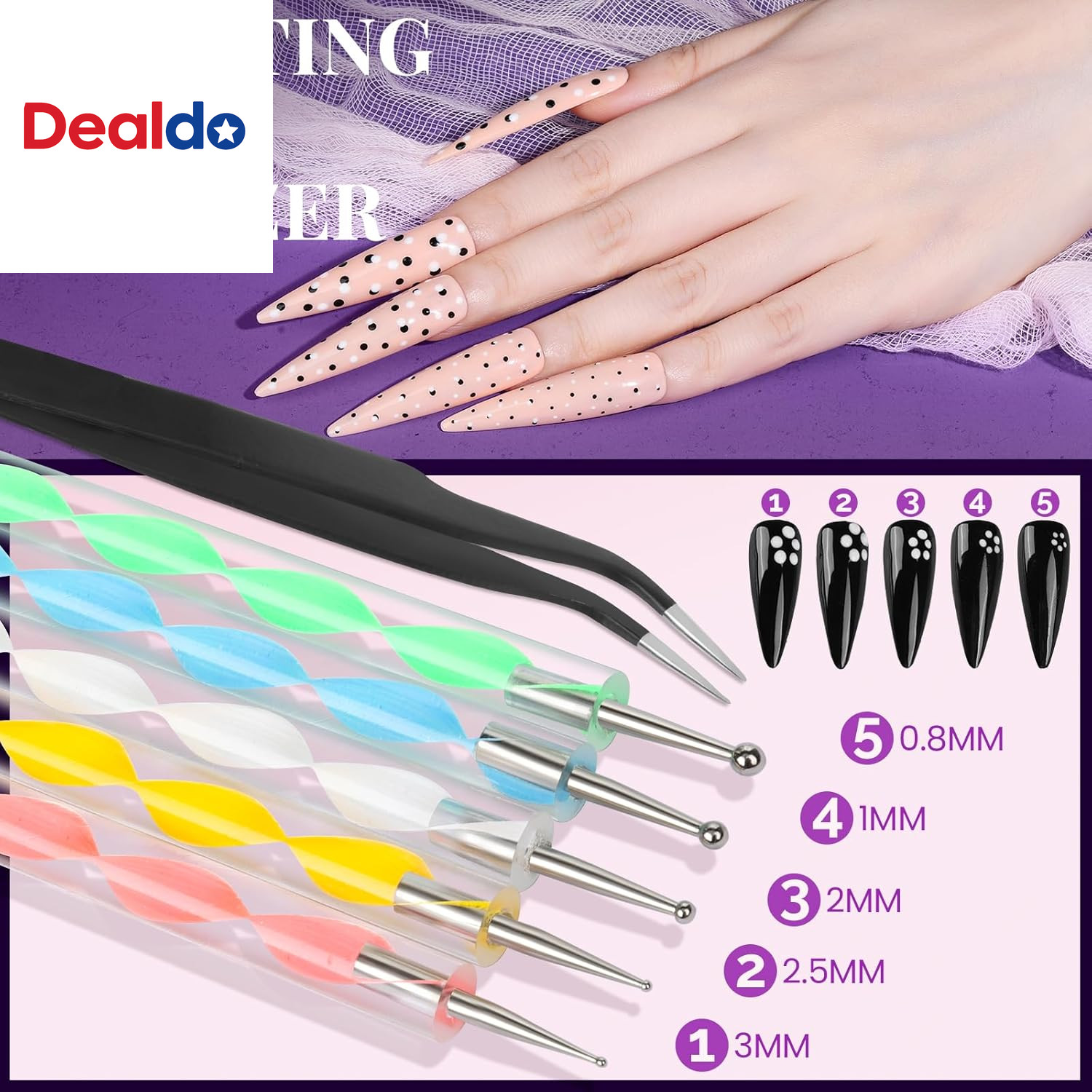 Nail Charms and Nail Brushes, Nail Accessories Kit with 15 Pcs Nail Art Brushes,