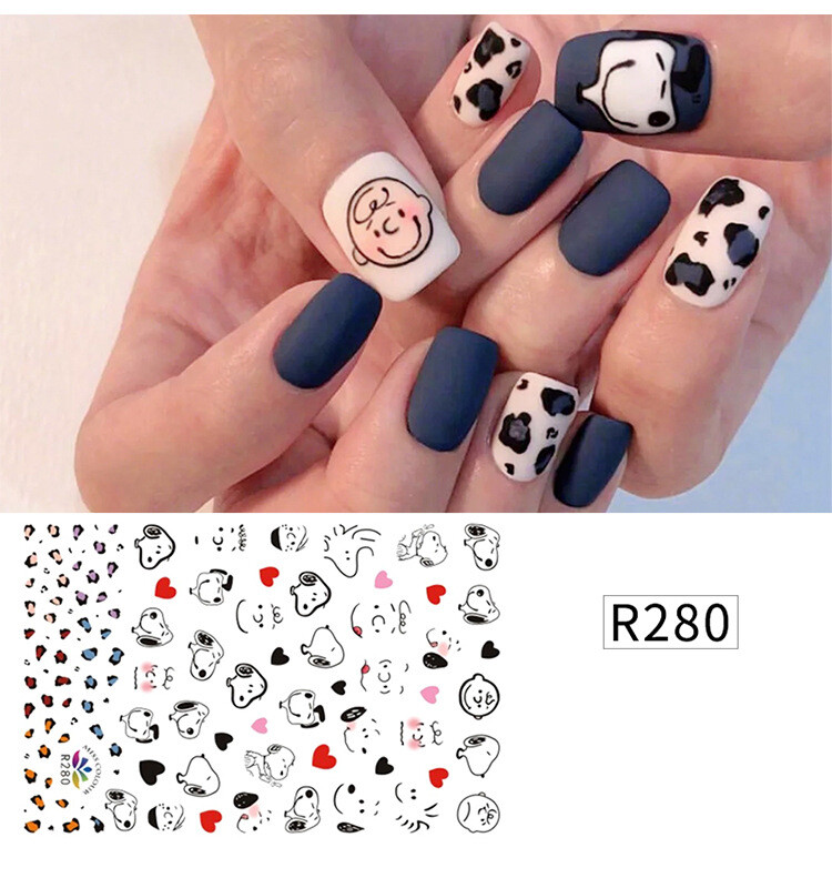 Nail Art 3D Stickers Design Decoration Tips Red Heart Puppy Dog Smile White R280