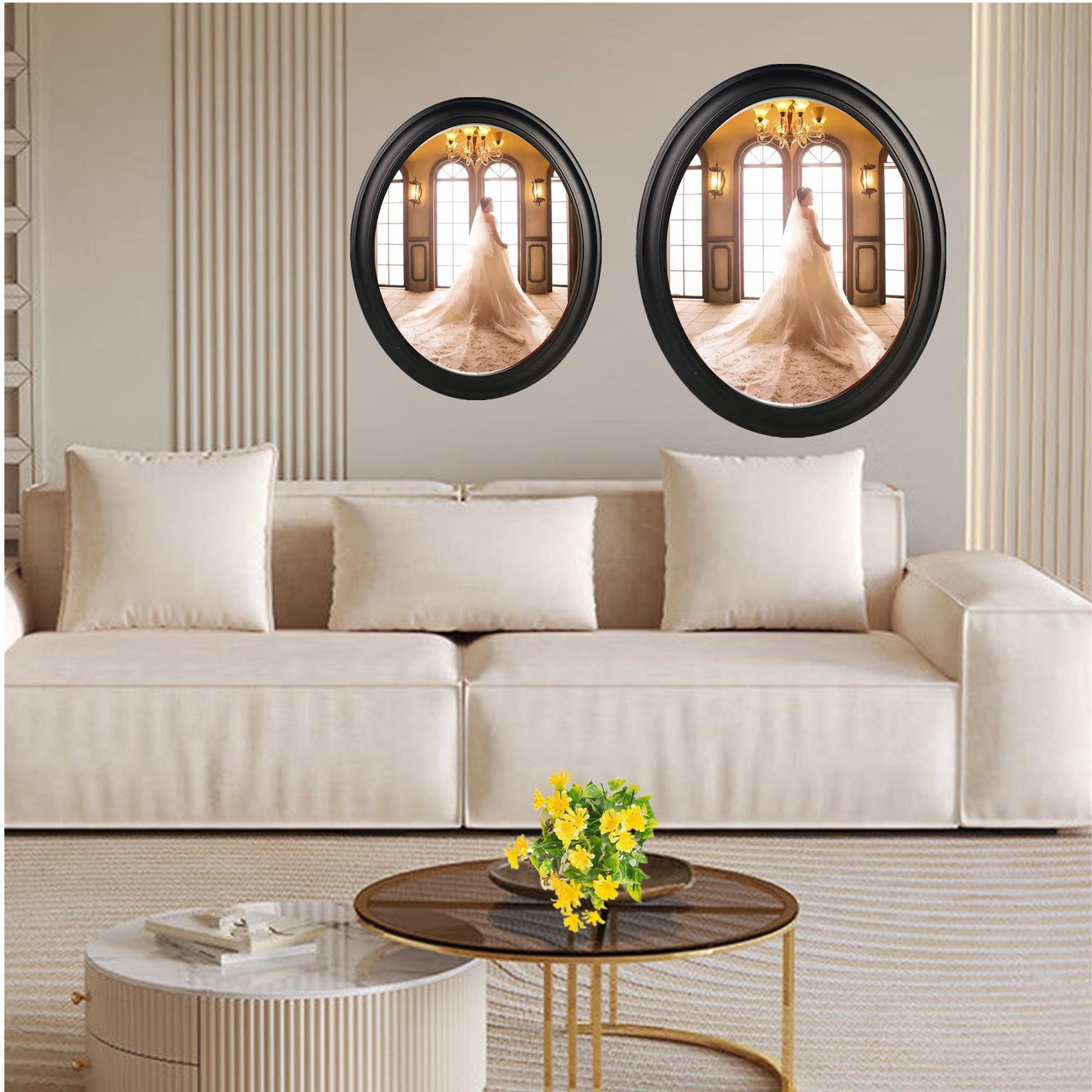 Oval Picture Frames,Oval Wood Picture Frame Wooden Wall Hanging Picture Frame…