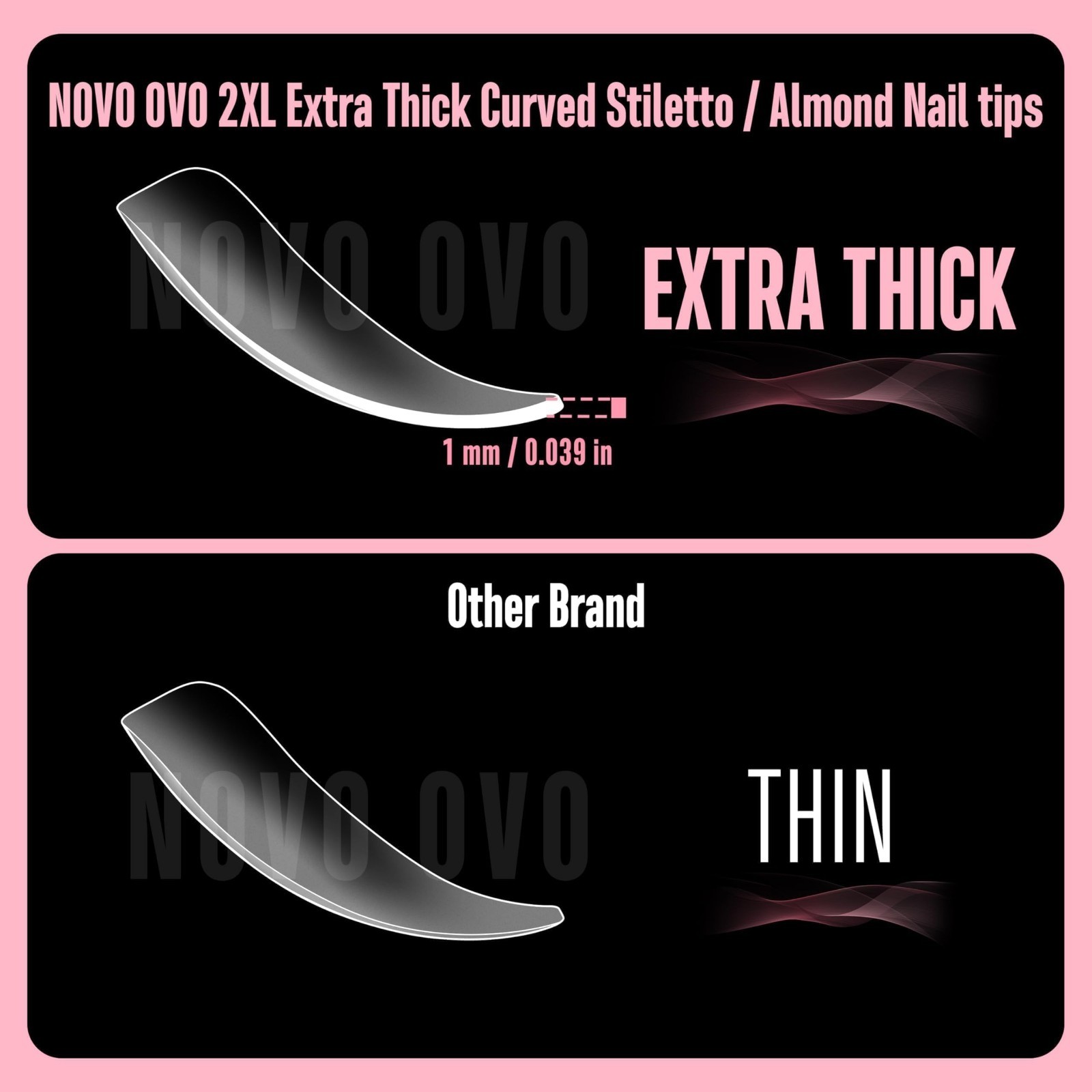 XXL Curved Almond Stiletto Nail Tips – 240 Pcs Clear Press-On Gel Nails, Extra T
