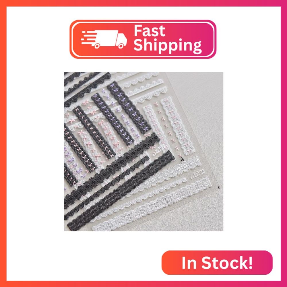 Nail Stickers, Decorative Nail Art Decals (Black Ribbons)
