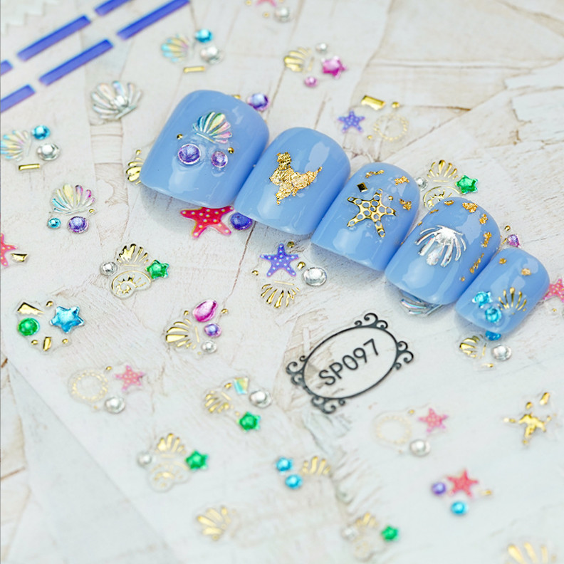3D Nail Art Beauty Decal Stickers Adhesive Flower Daisy Starfish Geometry Line