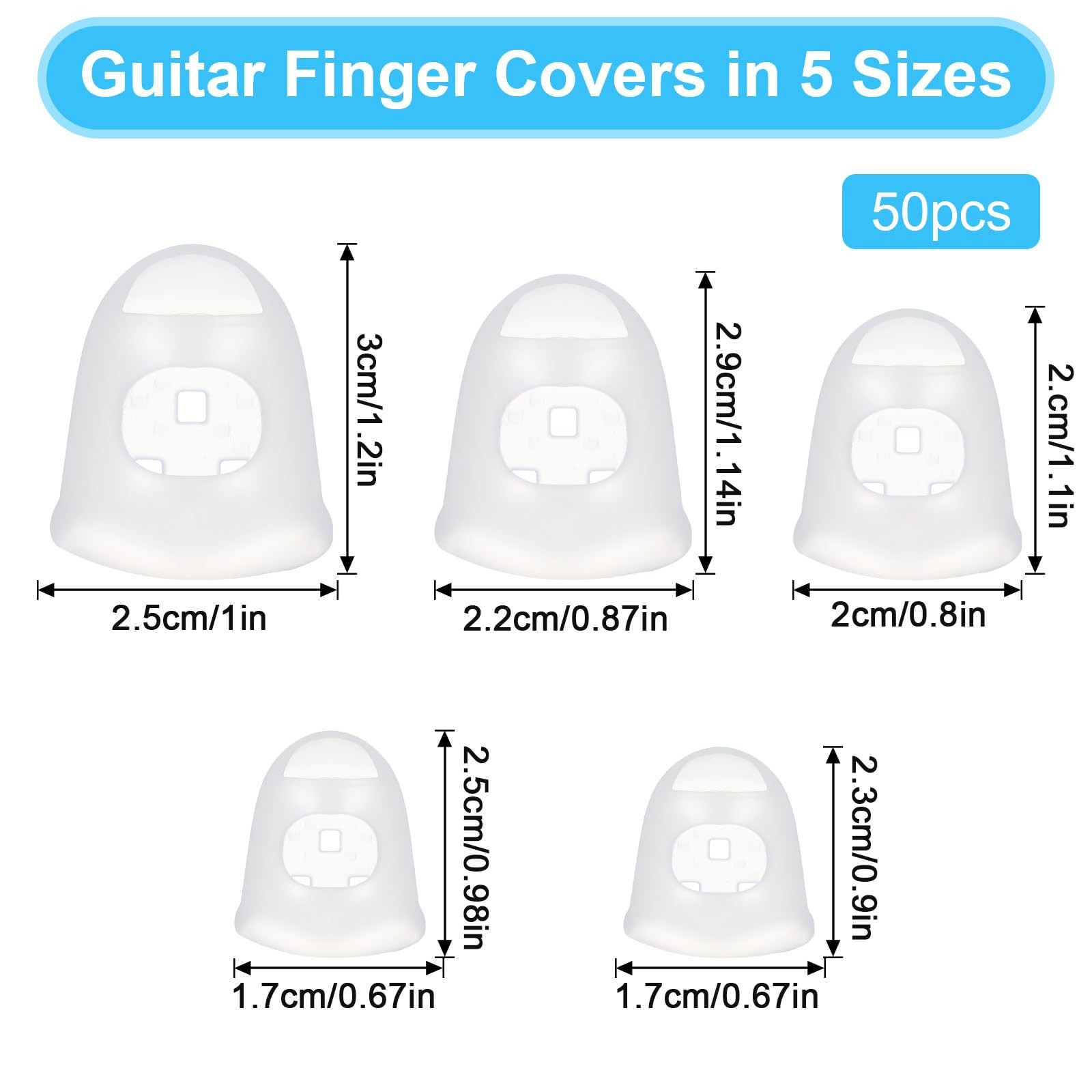 Piriuuo 50 Pcs Guitar Finger Covers, Silicone Finger Tip Protectors Anti-Slip…