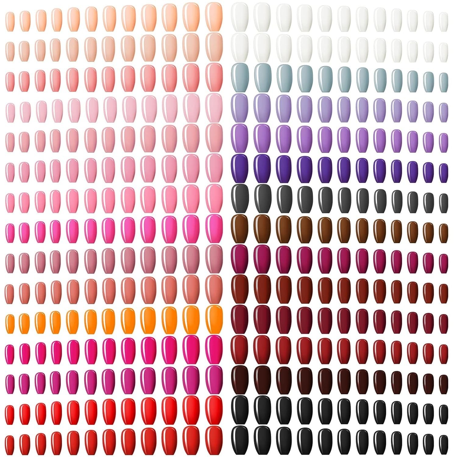 720 Pieces 30 Sets Medium Square False Nails Artificial Ballerina Glossy Pres…