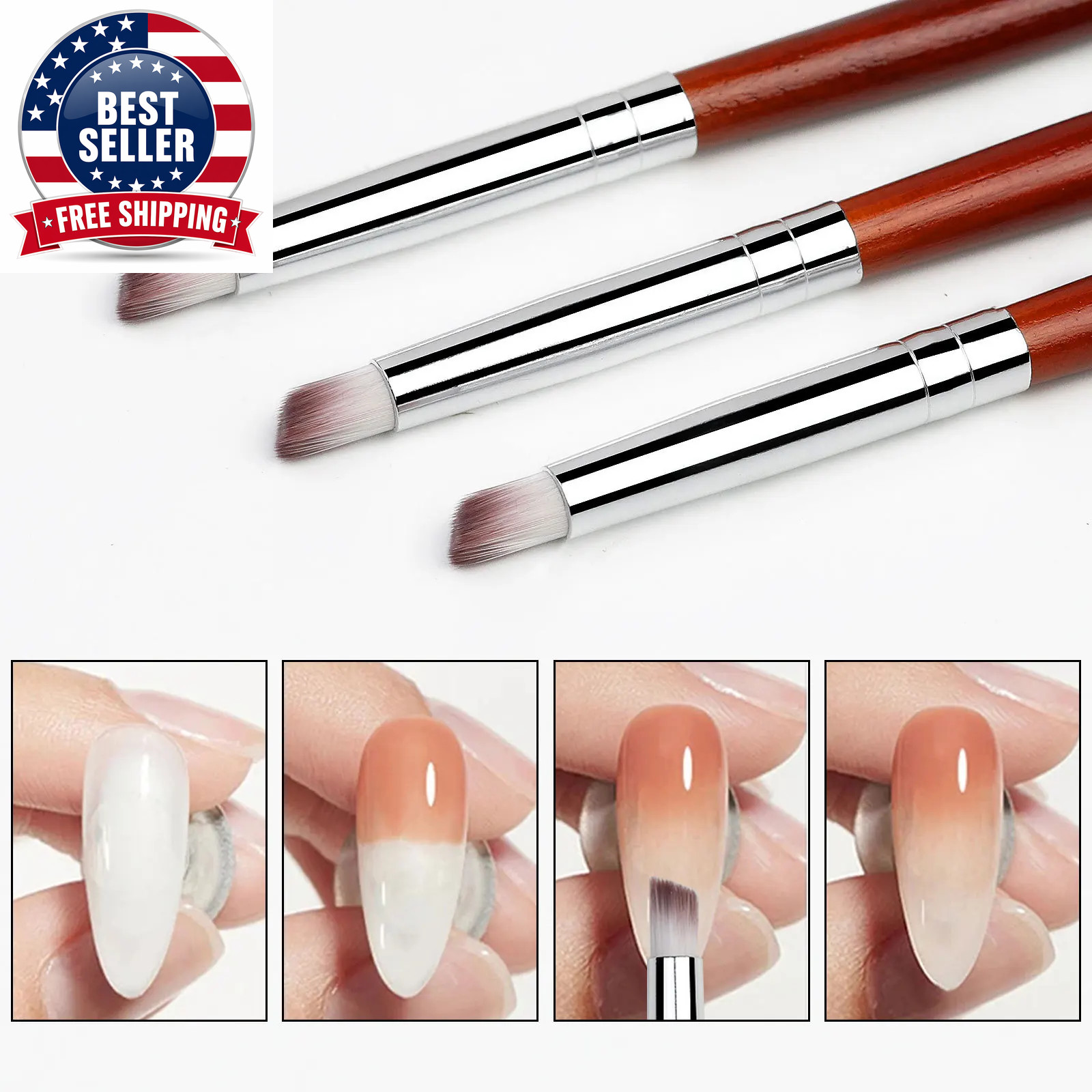 1Pc Nail Art Brush Gradient Dizzy Dye Pen Wood Handle Angle Nail Painting Dottin