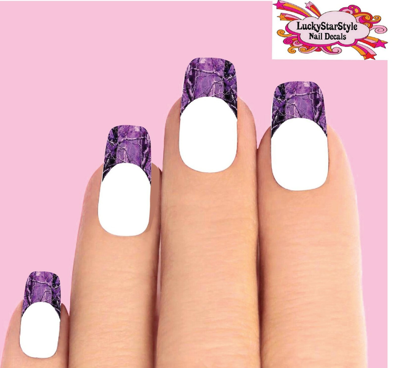 Waterslide Nail Decal Tips Set of 10 – Purple Camo Camouflage Mossy Oak Realtree