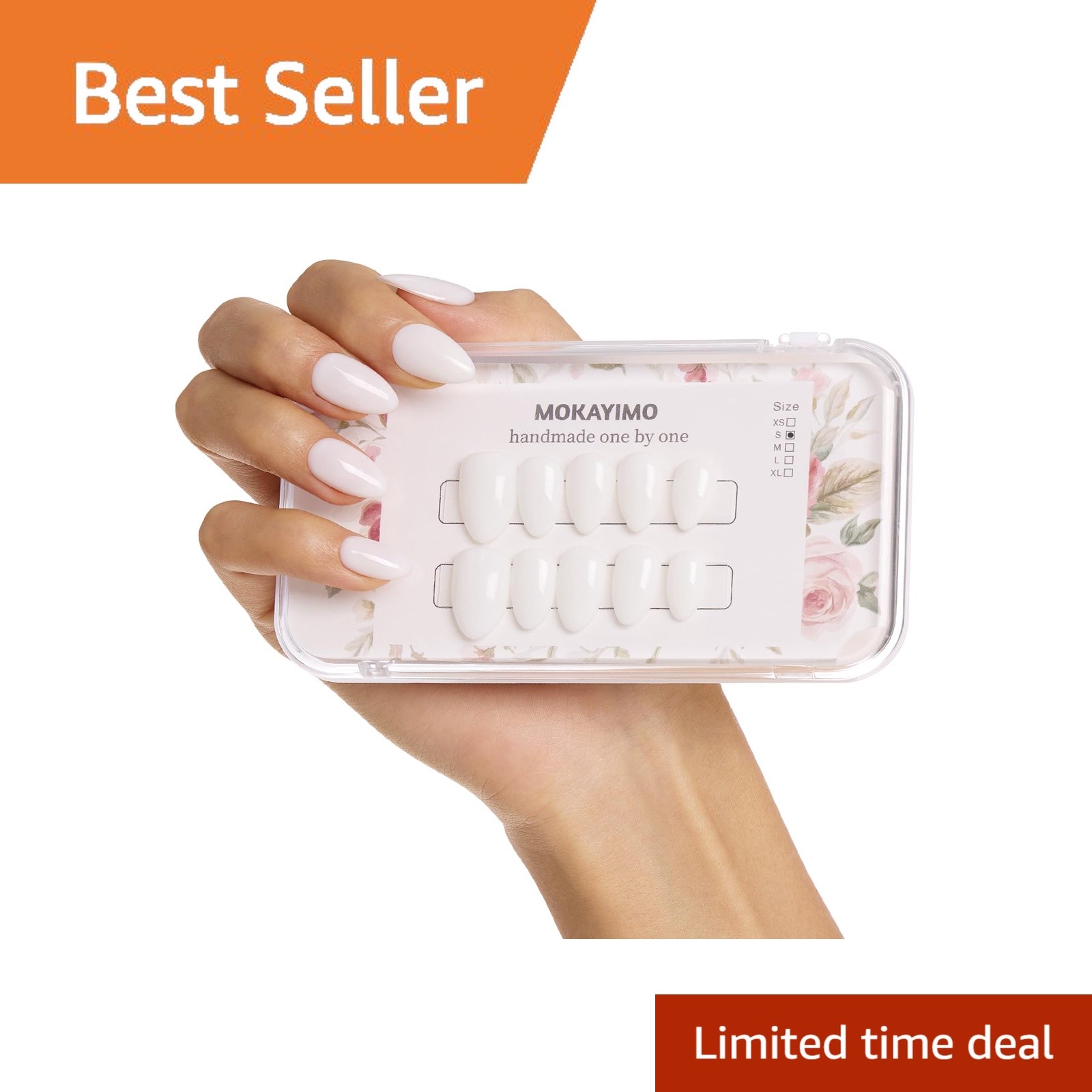 MOKAYIMO Milky White Short Almond Nails S