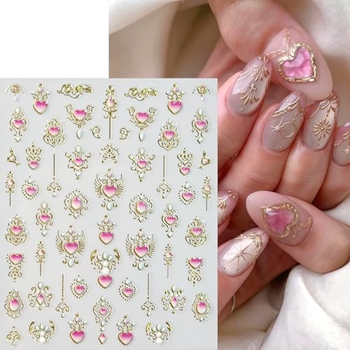 6 Sheets Bohemian Style Nail Decals Embossed Star Nail Art Stickers 5D bohemian