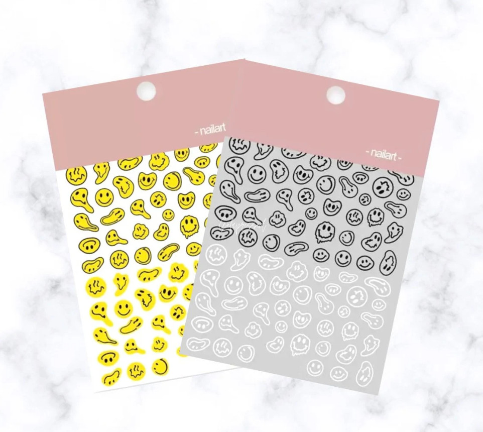 3D Melty Smiley Nail Art Decals Stickers Sliders Adhesive NH20