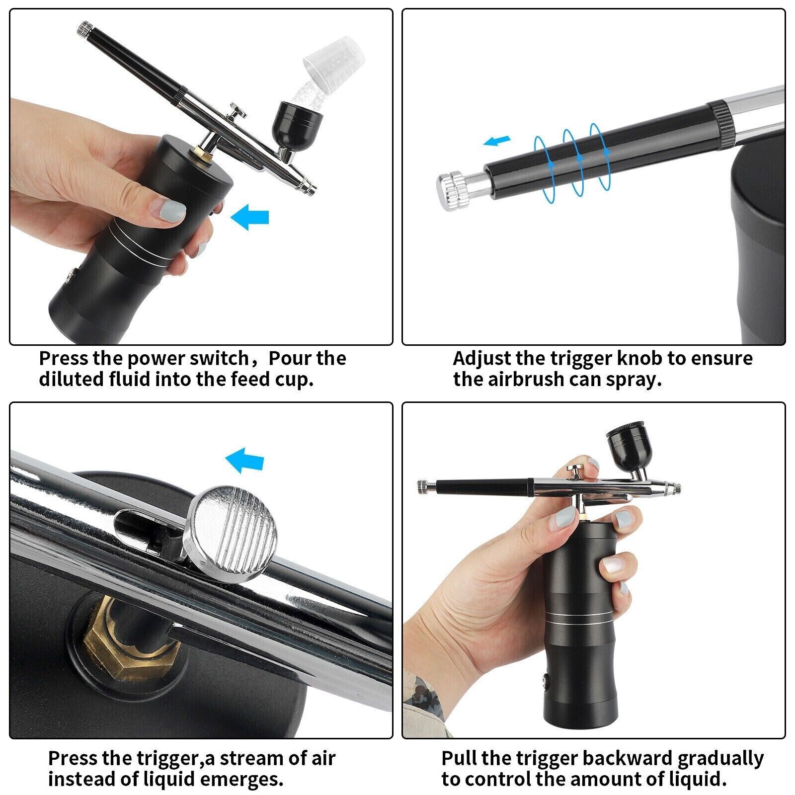 Portable Air Compressor Airbrush Spray Gun for Nail Art Tattoo Painting US Plug