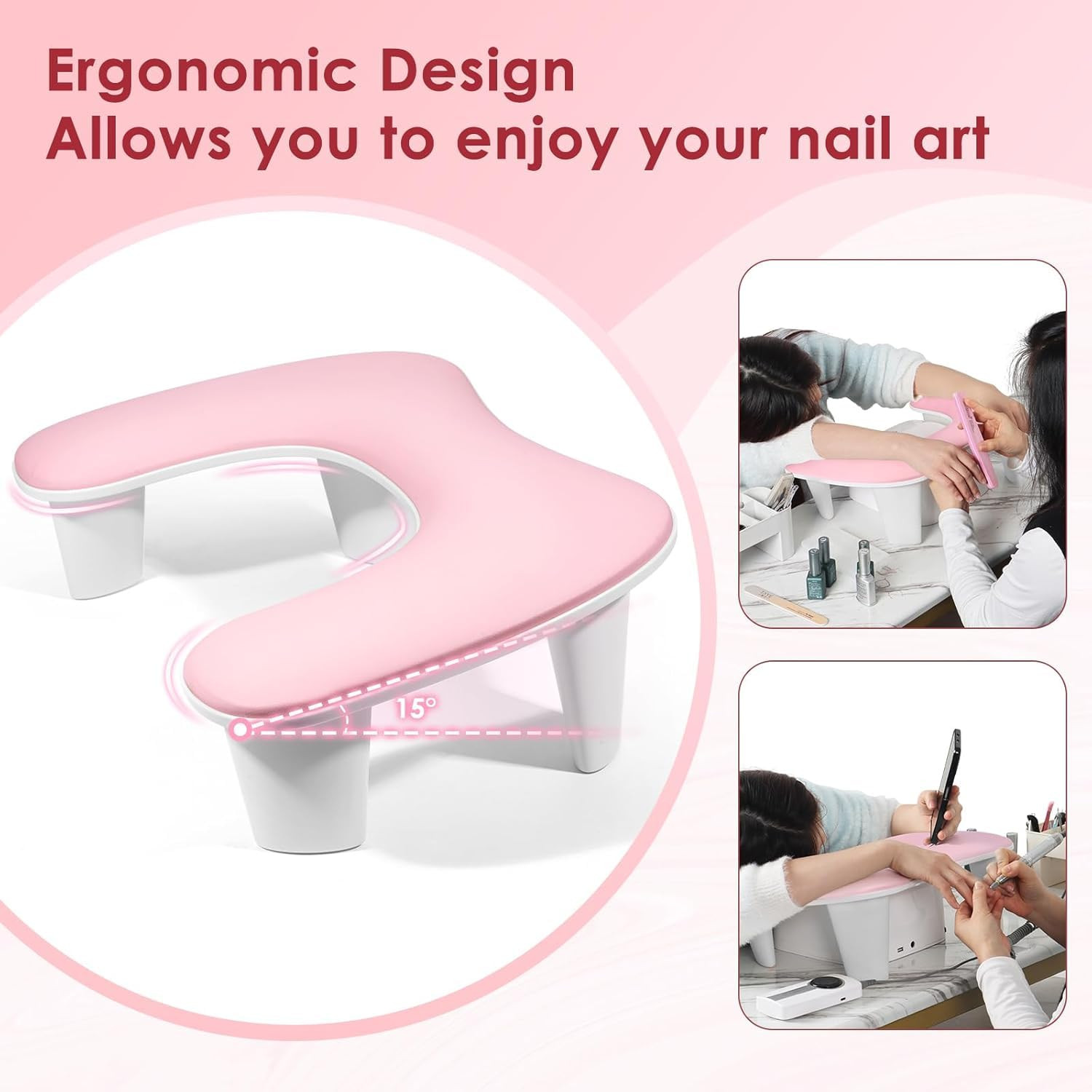 Arm Rest for Nails Tech – U-Shaped Manicure Nail Hand Rest Pillow Cushion, Big M