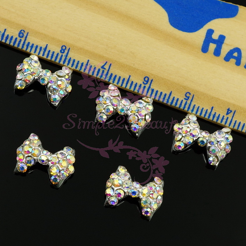 20 Crystal Rhinestones Big Bow Alloy Charms Nail Art Jewelry Crafts Making Decor