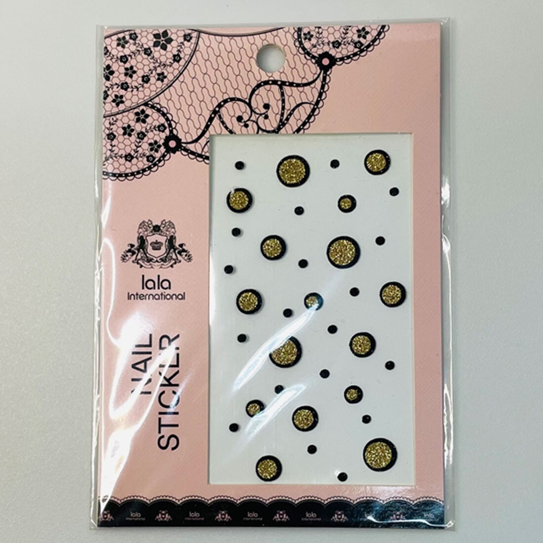 Textured Point Nail Stickers Gold Circles 3D DIY Sparkle Made in Korea Craft