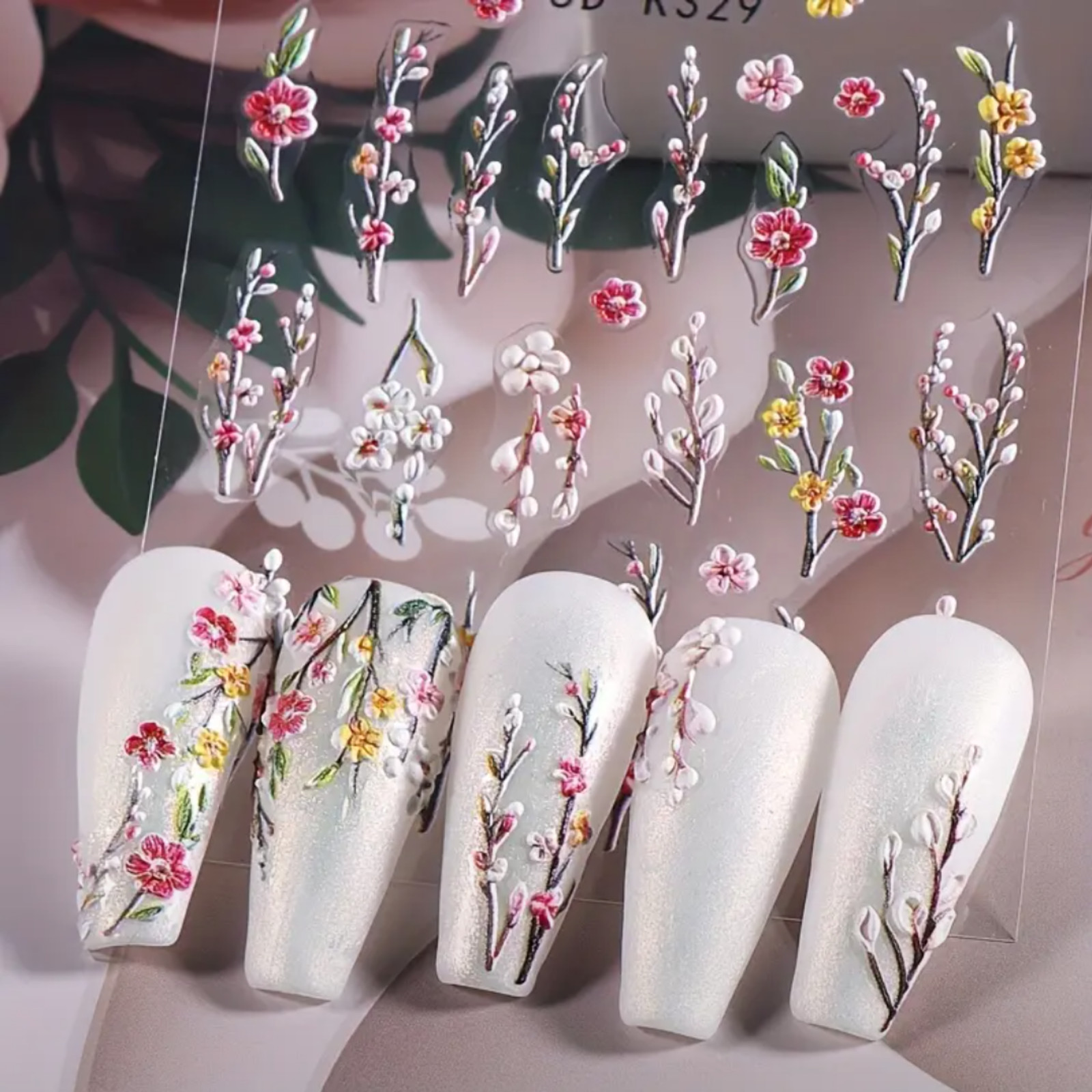 5D Floral Nail Stickers, Spring Daisy Nail Stickers,Manicure Decoration, Nail St