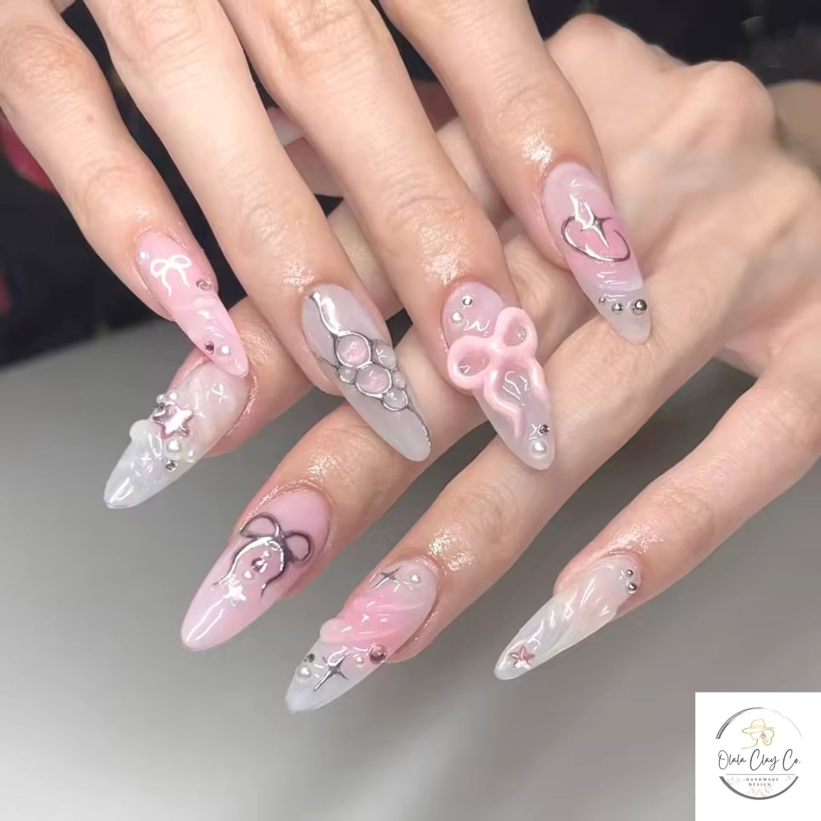 Olalaclayco Handmade Press On Nails, Hand Painted Gel False Nails, Luxury Custom