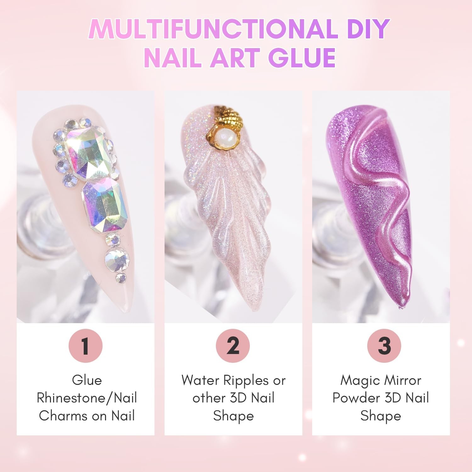 30ML Non-Toxic UV Resin Nail Glue Gel – Perfect for Rhinestone Charms & DIY Art
