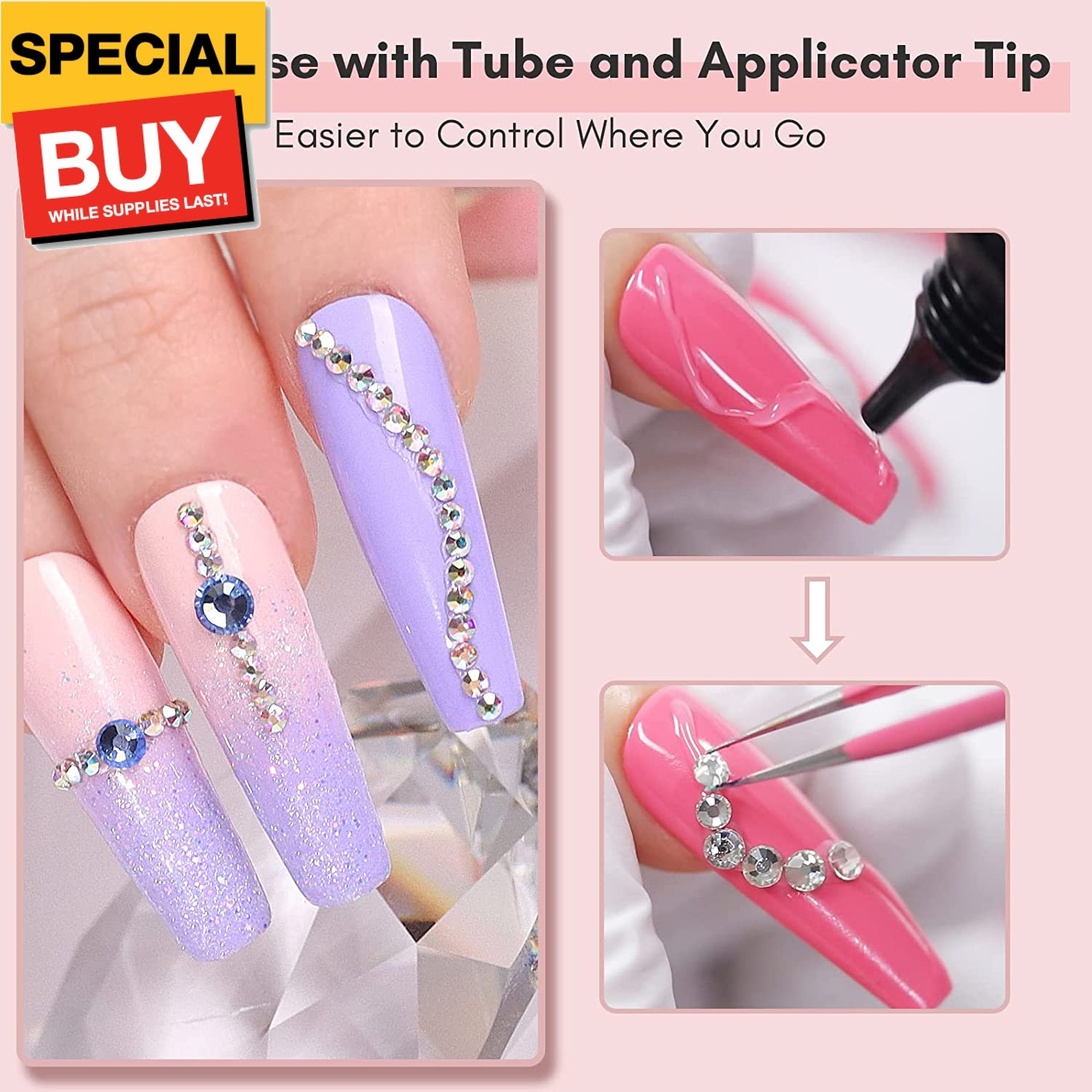 Nail Rhinestone Glue for Nails: Super Strong Gel Nail Glue for Decorations Nail