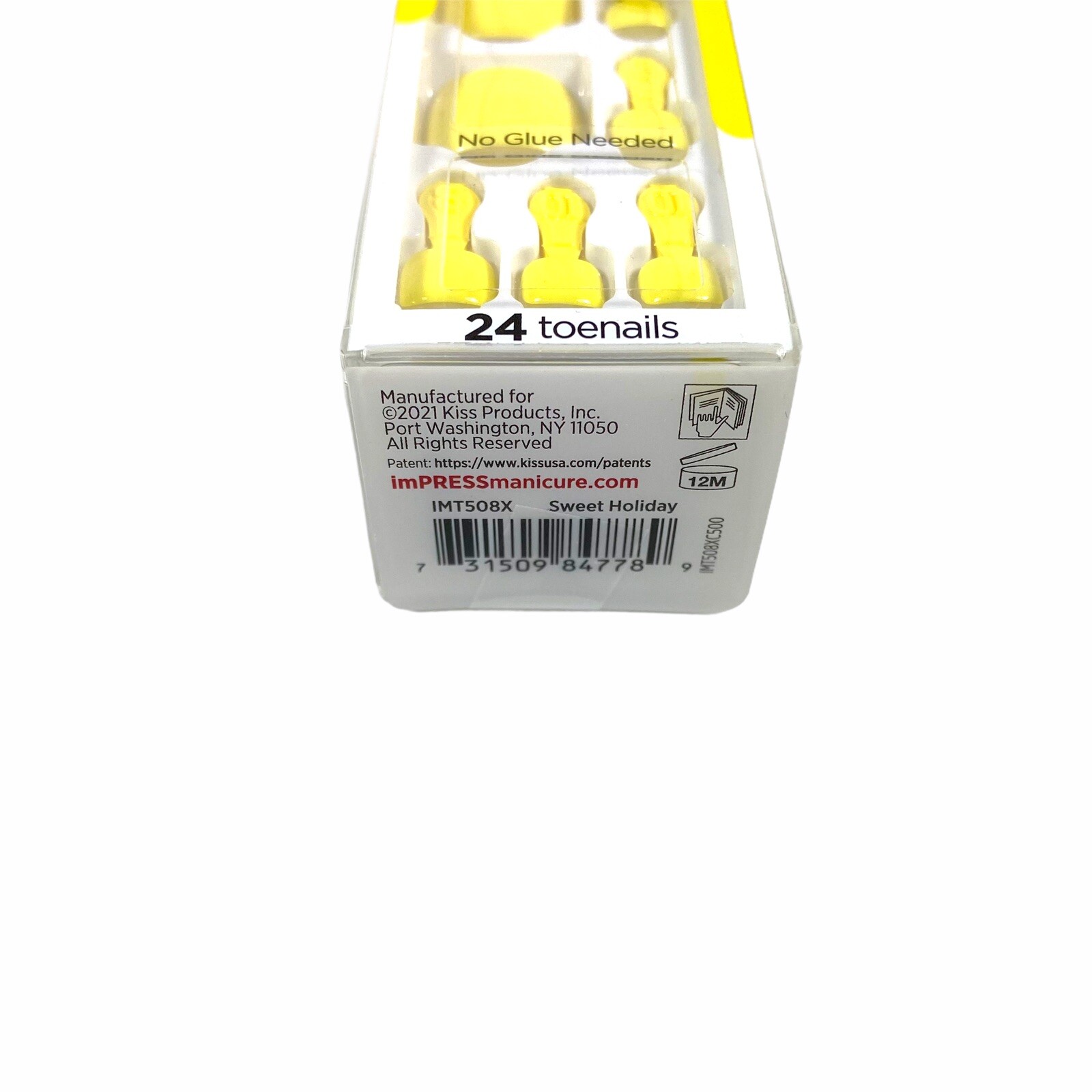 NEW Kiss Nails Impress Color Press On Pedicure Gel Solid Yellow Toe Nails