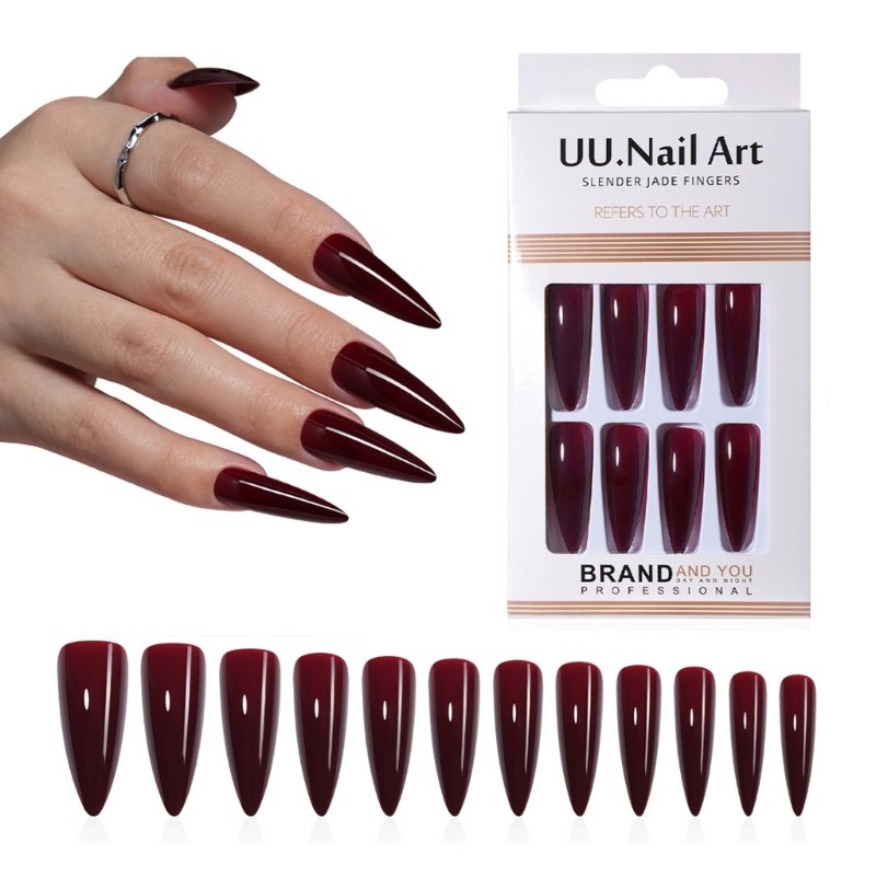 Long Almond Shaped Fake Nail Natural Look Reusable Artificial Nail Easy to Wear
