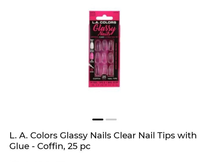 L.A. Colors Glassy COFFEN Nail TIPS CLEAR FEXABLE NAIL 24-TIPS, 1-GLUE