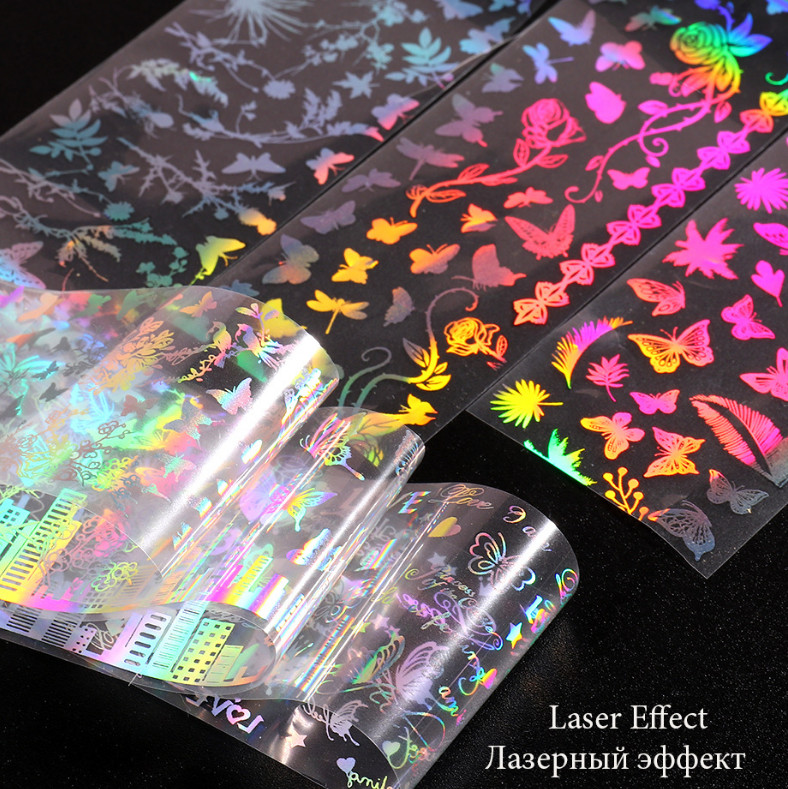 10 Rolls Butterfly Flower Pattern Nail Foil Transfer Stickers Decals HD21