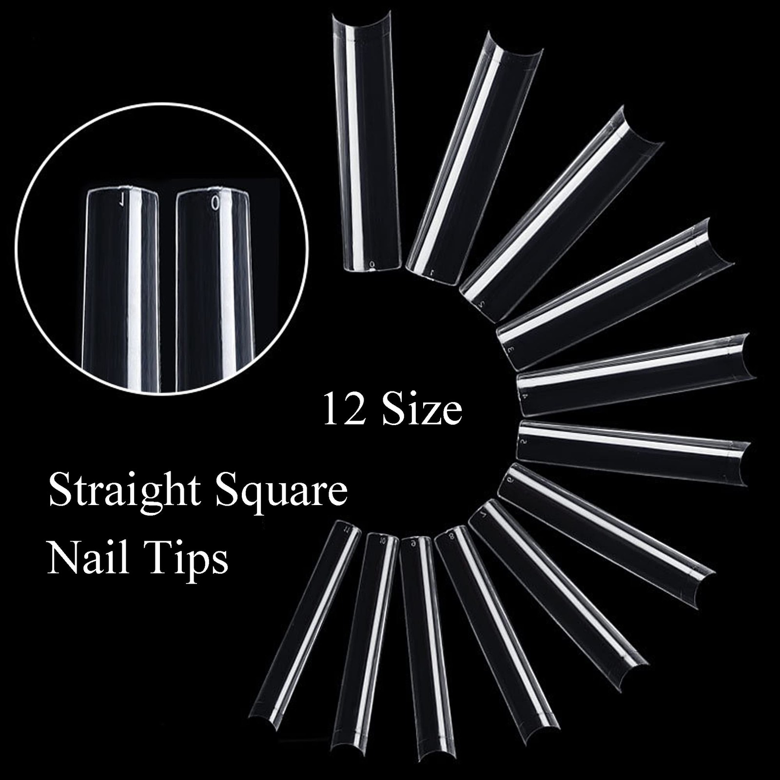 600pcs XXXL Clear Square Nail Tips Extra Long 3XL Half Cover Straight Square …