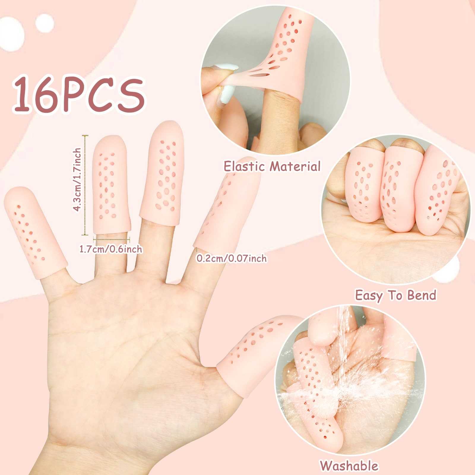 16Pcs Gel Finger Cots with Air Holes, Gel Finger Protectors Finger Covers