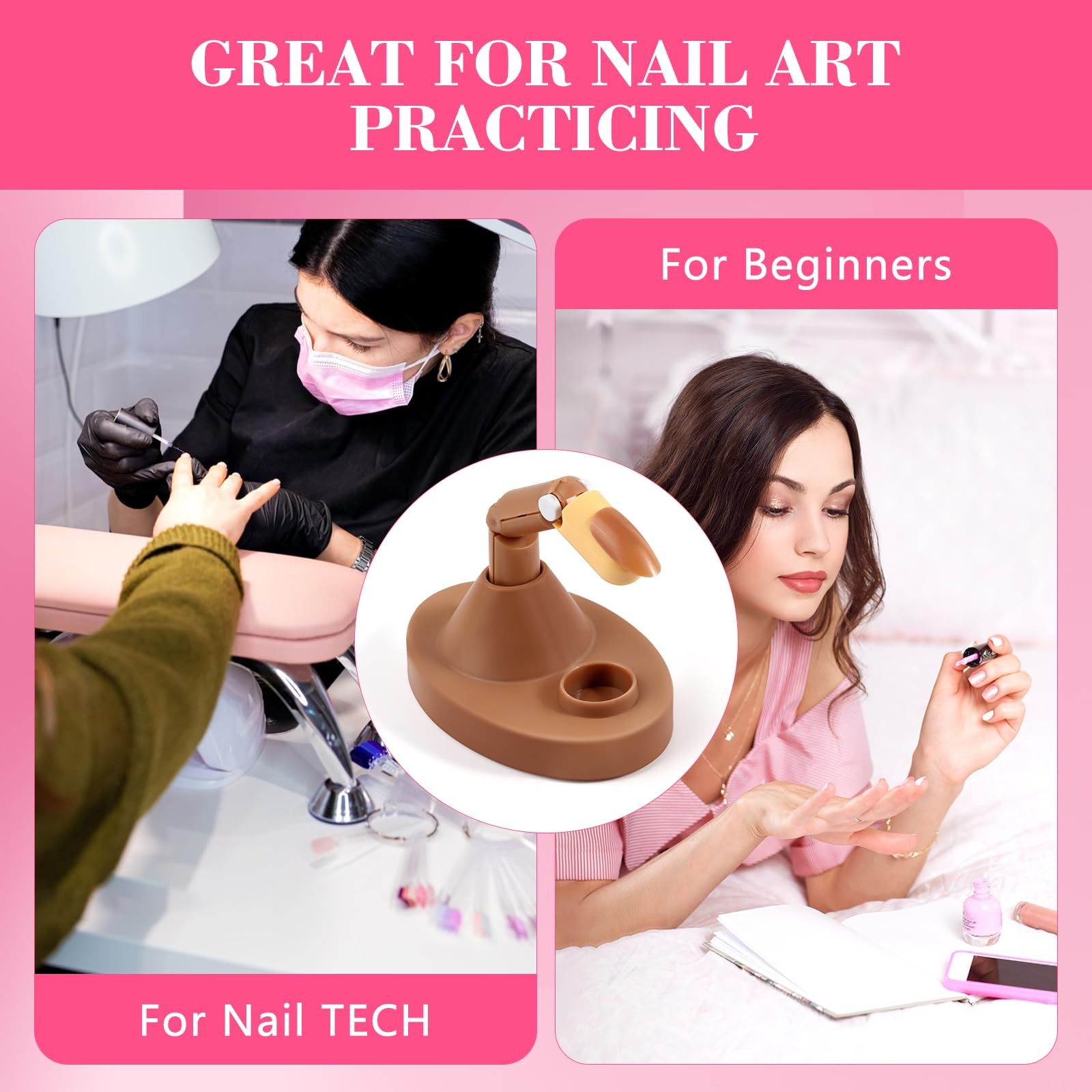 Practice Fingers Hand Acrylic Nails: 3PCS Fake to 10Cm*8Cm*6Cm, Brown