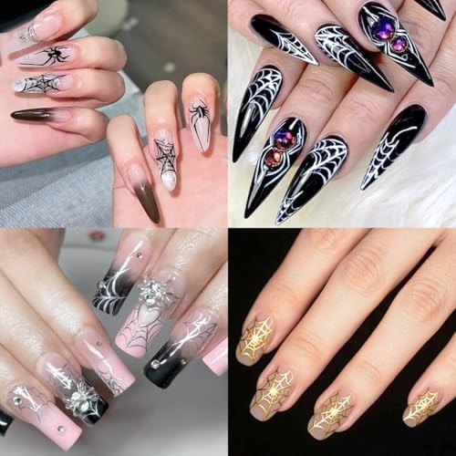 8 Sheets Halloween Nail Art Stickers Decals Black White Gold Halloween 01