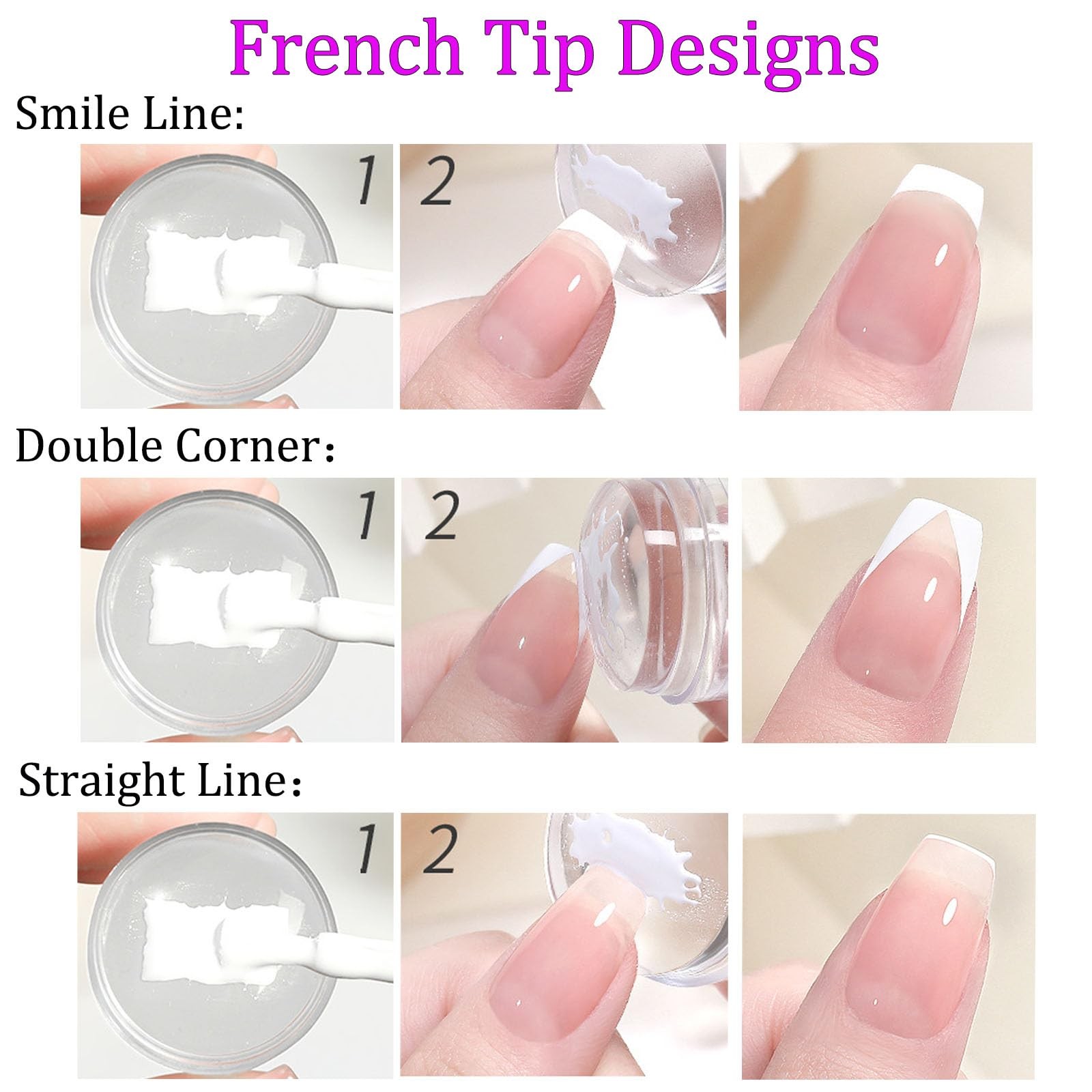 Upgraded Rotatable Nail Stamp Kit, French Tip Nail Art Stamper with Adjustabl…