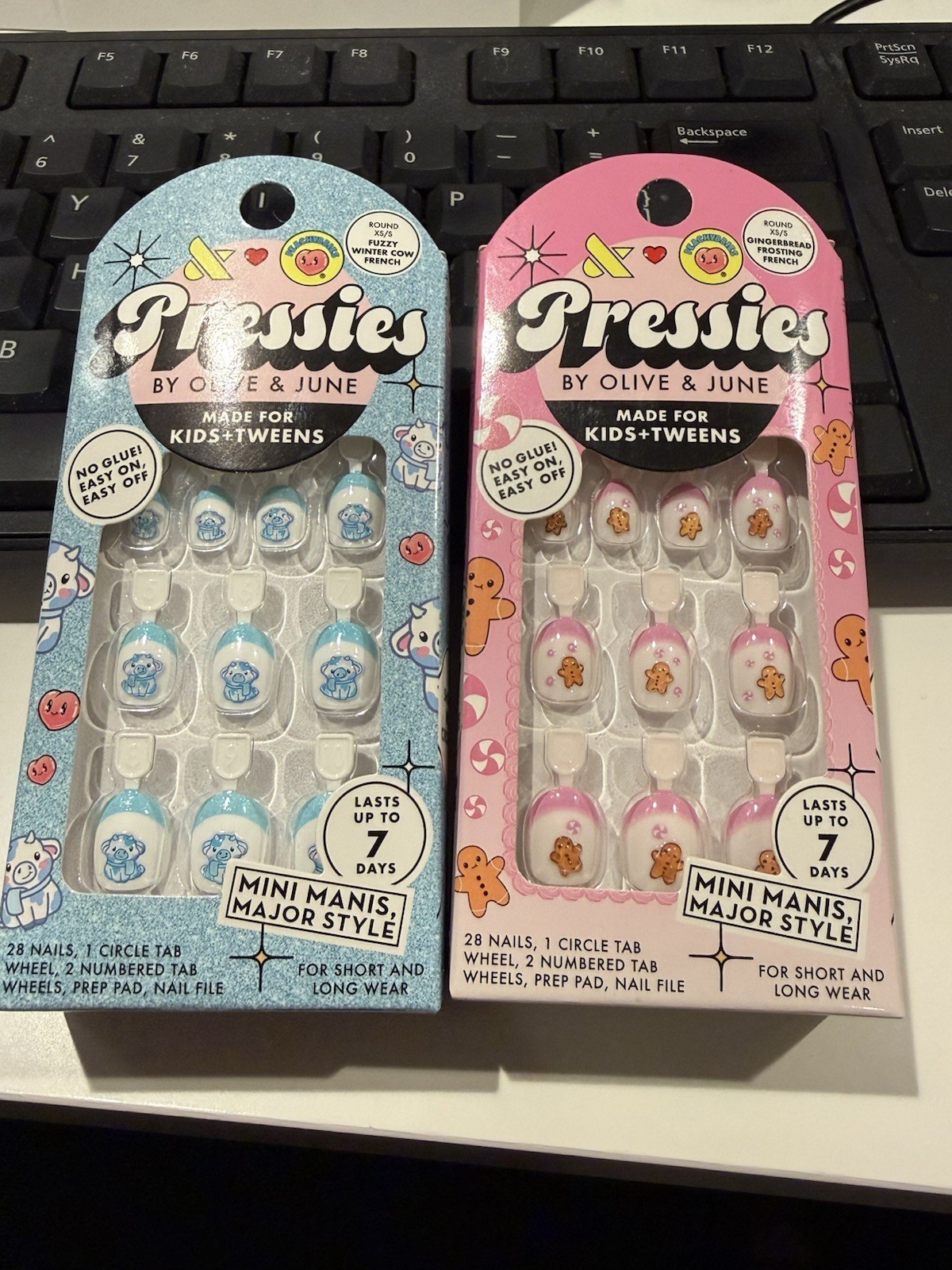 2x 💅🏻 Olive & June Pressies Mani Minis XS/S Kids Tweens Nails Pink & Blue 🆕