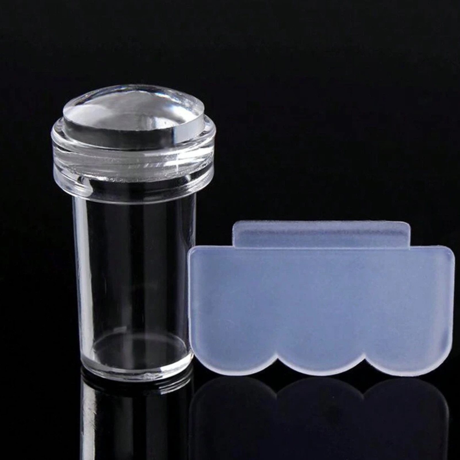 Clear Silicone Jelly Nail Art Stamper Scraper Set French Manicure Stamping Kit