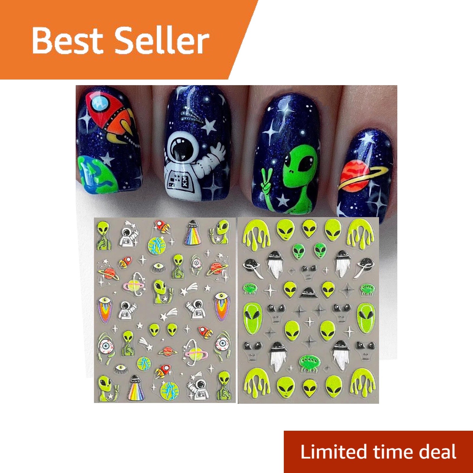 IDDFEVE 5D Alien Nail Art Stickers UFO Rocket