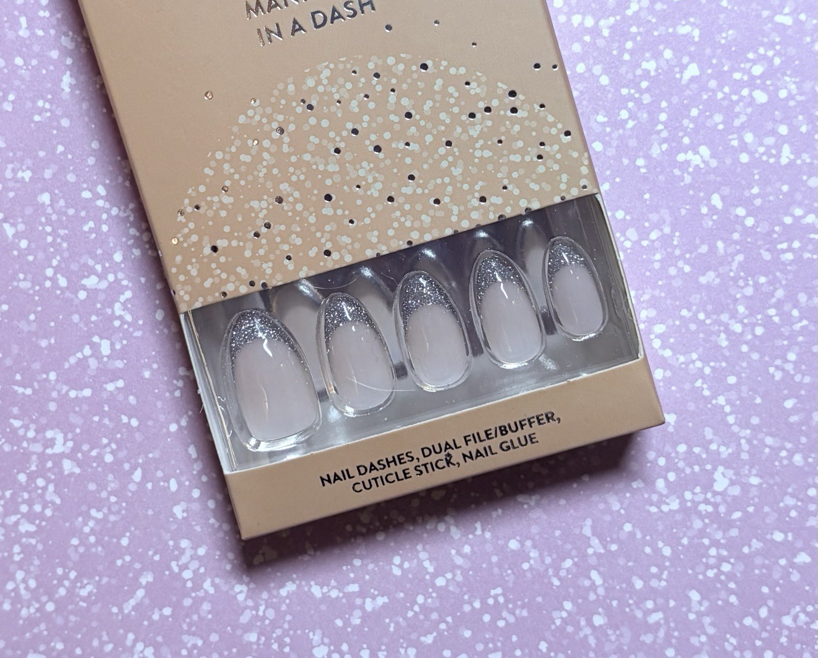 Red Aspen Press On Nails FRENCH TWIST FIONA Medium Almond Nail Dashes