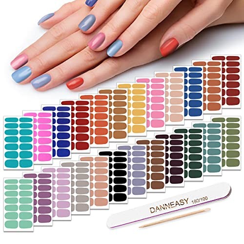 Nail Polish Strips – Solid Color, 24 Sheets Adhesive Nail Polish Assorted