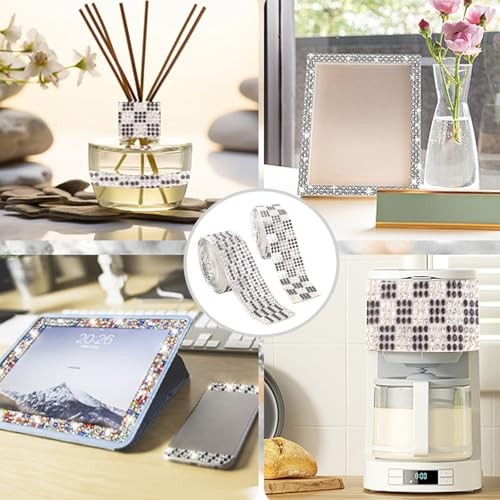 2 Rolls Rhinestone Tape Self Adhesive Crystal Ribbon Diamond Bling Strips Tape