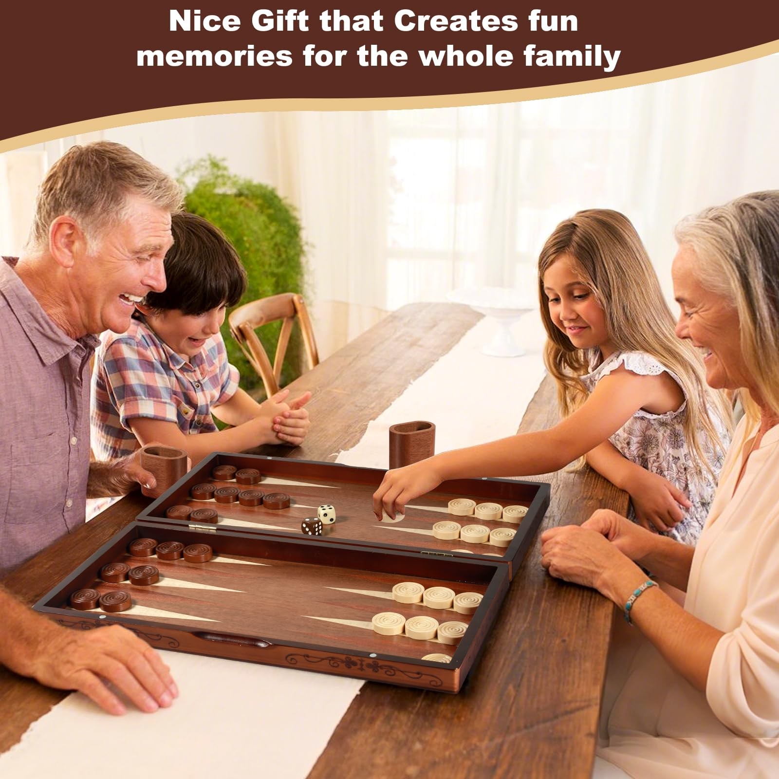 Handcrafted Wooden Backgammon Set – 16×15.3inch, 16 x 15.3 x 0.1 inches