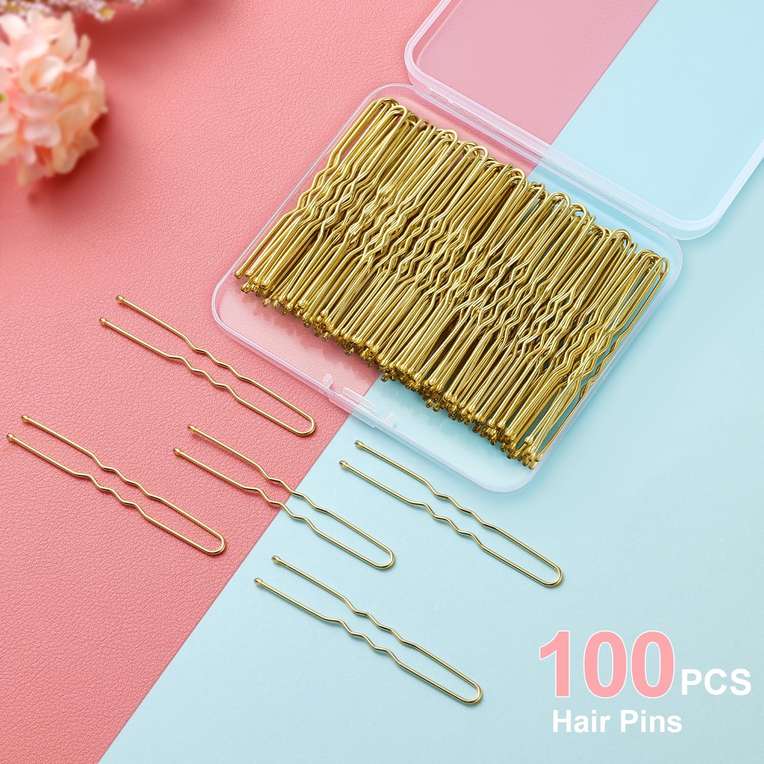 U Shaped Hair Pins,TsMADDTs 100 Pcs Blonde Bun 1 Count (Pack of 100), A-Gold