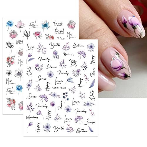 10 Sheets Spring Flower Nail Art Stickers Decals Self-Adhesive Pegatinas Uñas