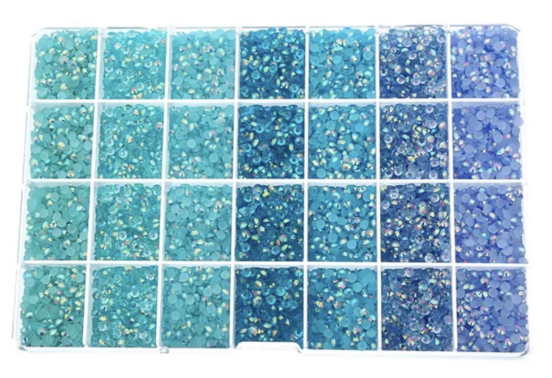 nail art rhinestones kit. Blue Jelly AB Rhinestones for DIY Crafts. Nail Deco