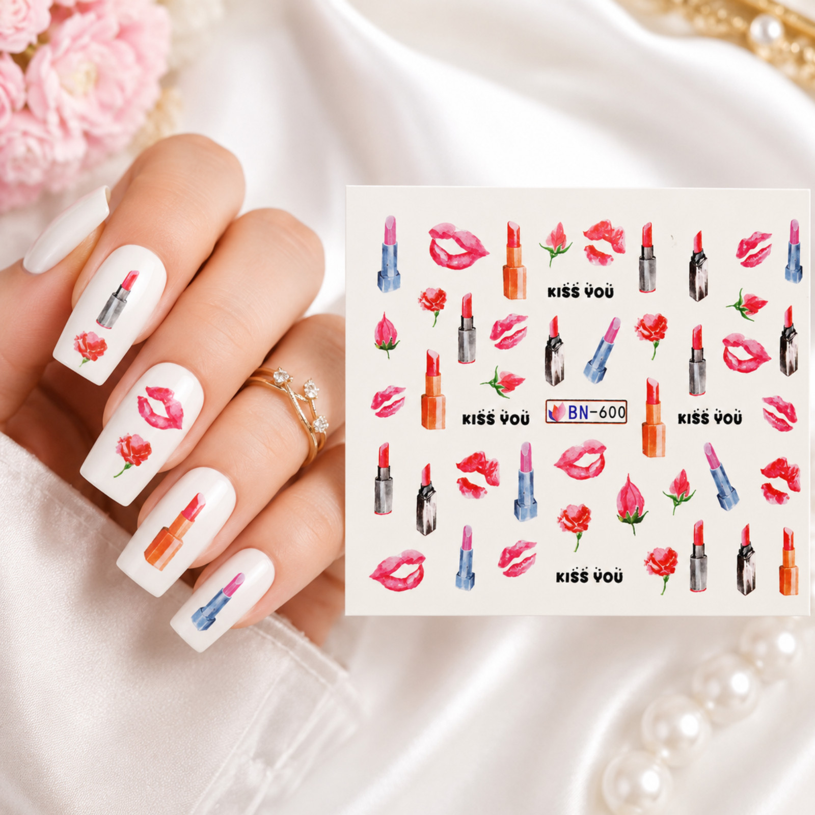 Lipstick Water Transfer Nail Art Decal Sexy Lips Stickers DIY Nail Decoration
