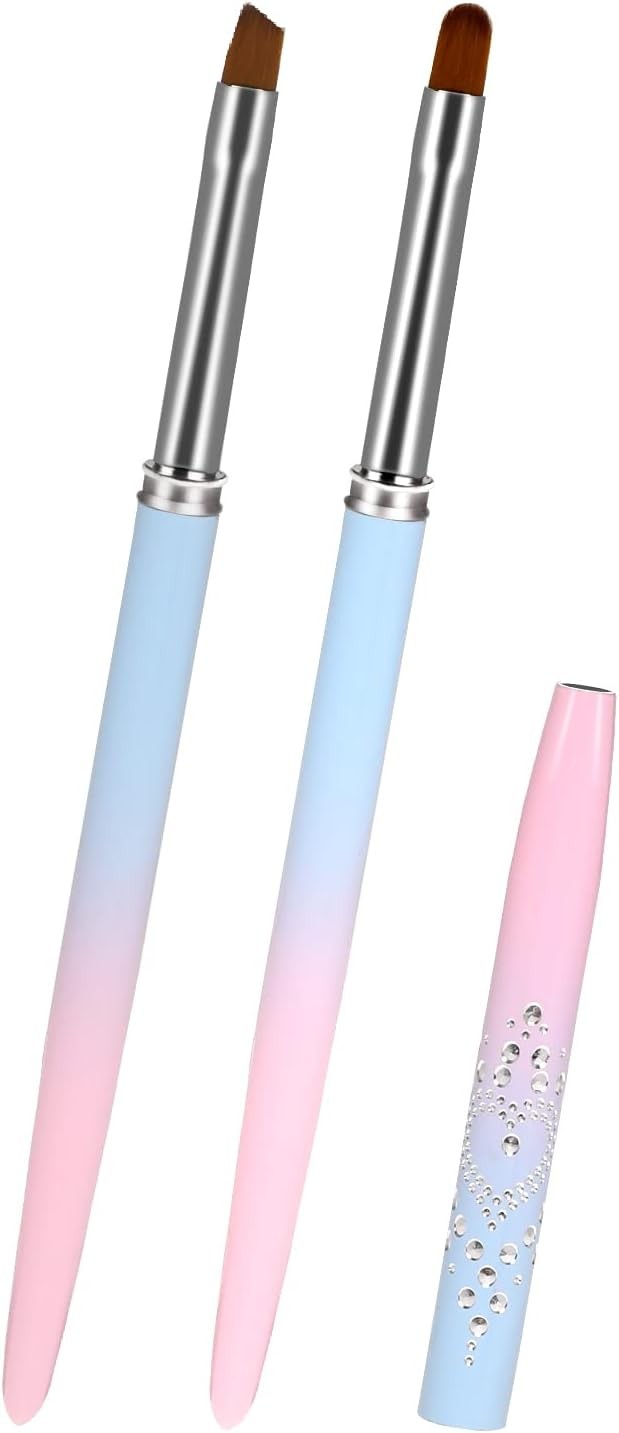 Nail Art Clean Up Brushes Set 2Pcs Round & Angled