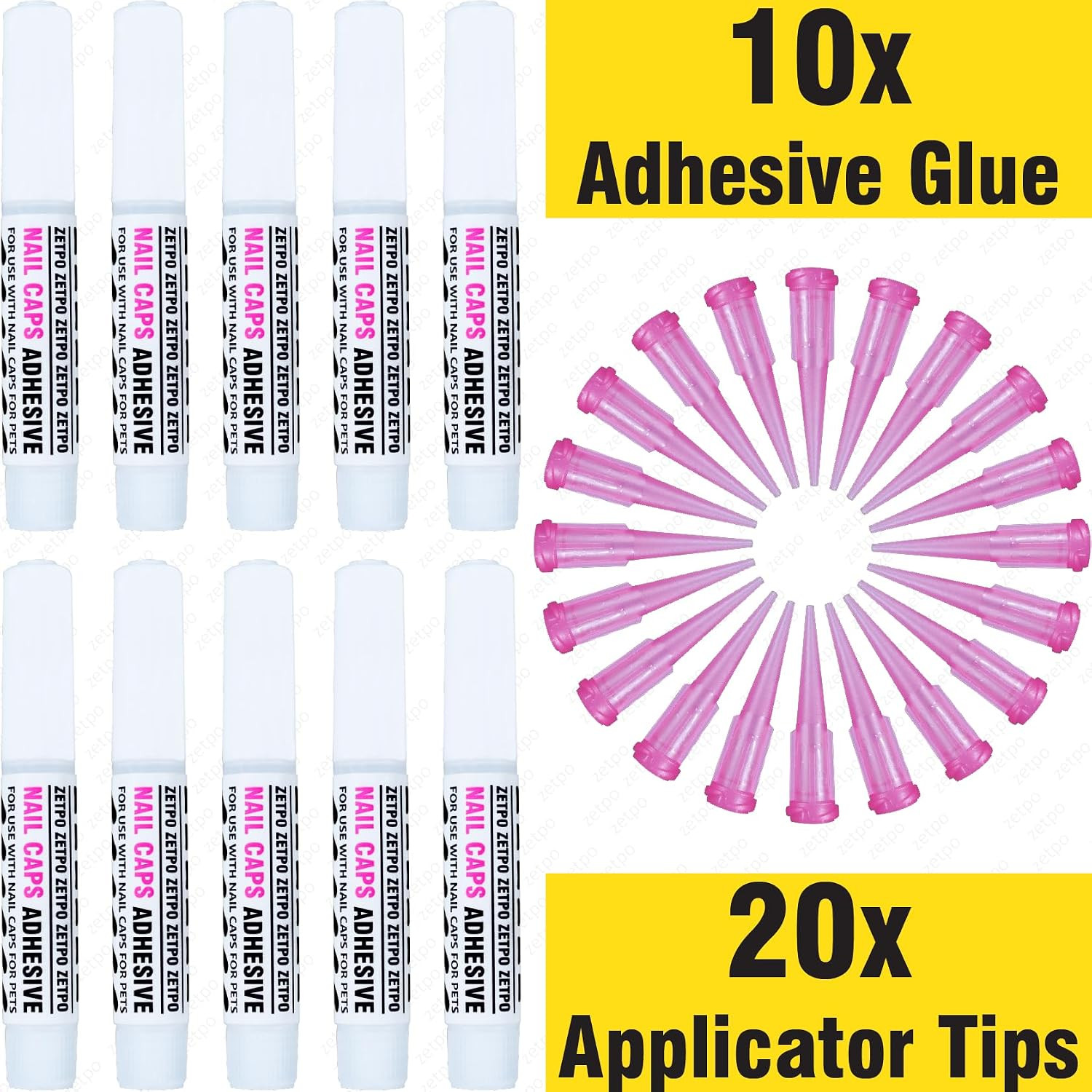 10Pcs of Special Pet Nail Adhesive Glues & 20Pcs of Applicator Tips for Cat
