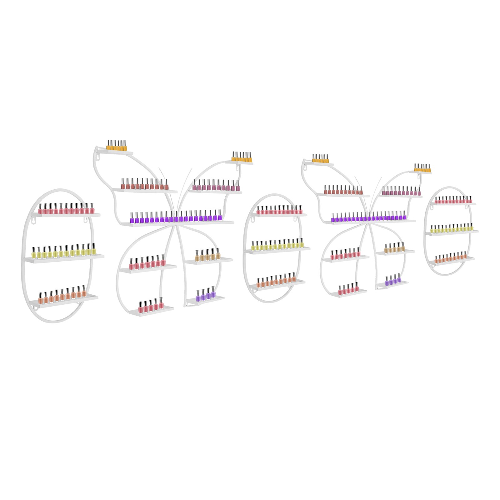 5PCS Iron Butterfly Nail Polish Rack, Wall-mounted Nail Polish Storage Rack
