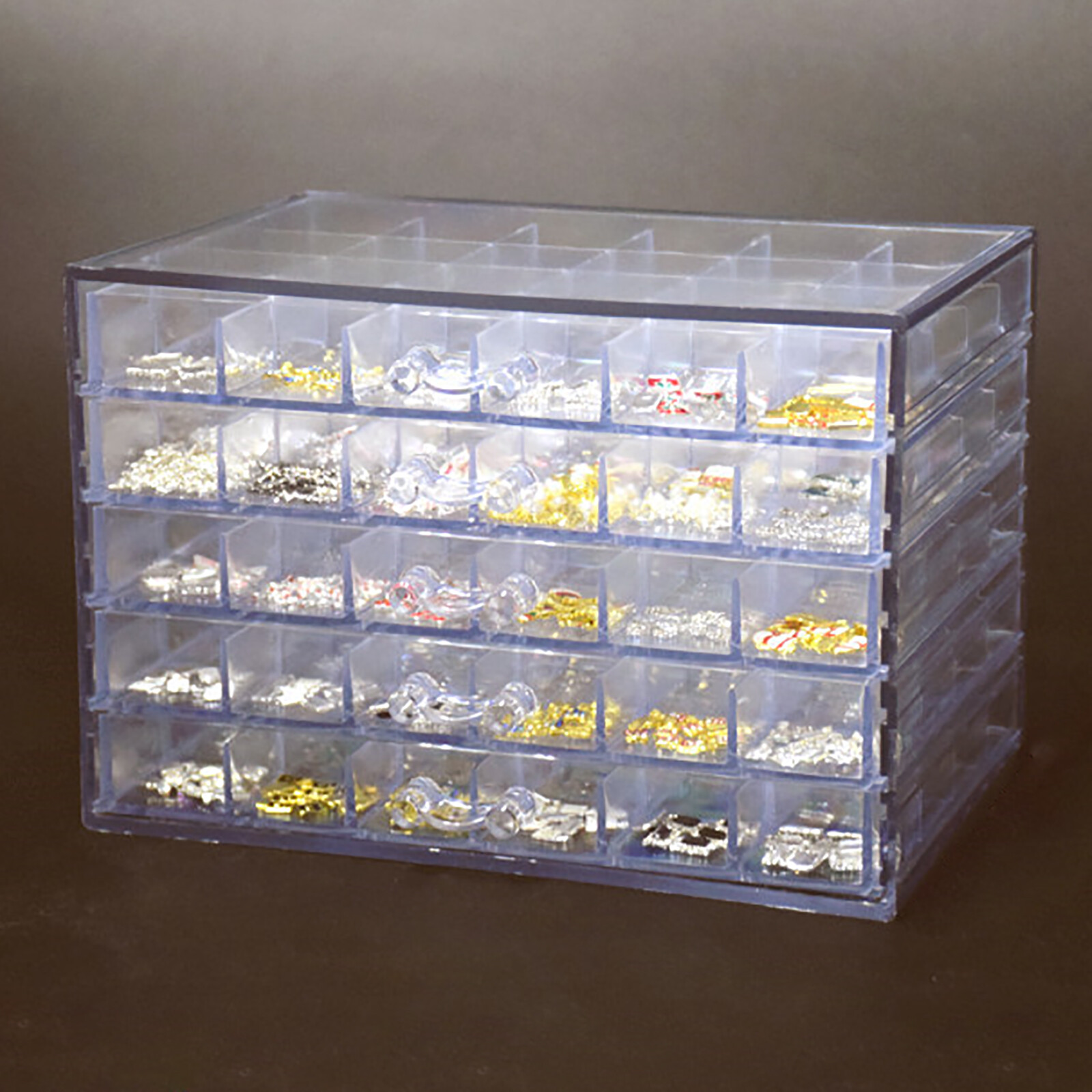 5 Layers Nail Art Supplies Display Organizer 120 Grids Nail Art Storage Box