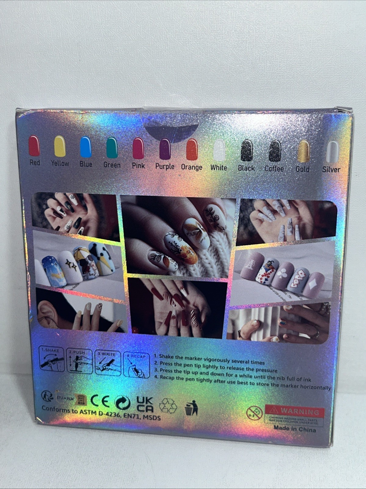 Sealed Nail Art Markers. 12 Colors 0.5 mm, Quick Dry Water Based, Slightly Damag