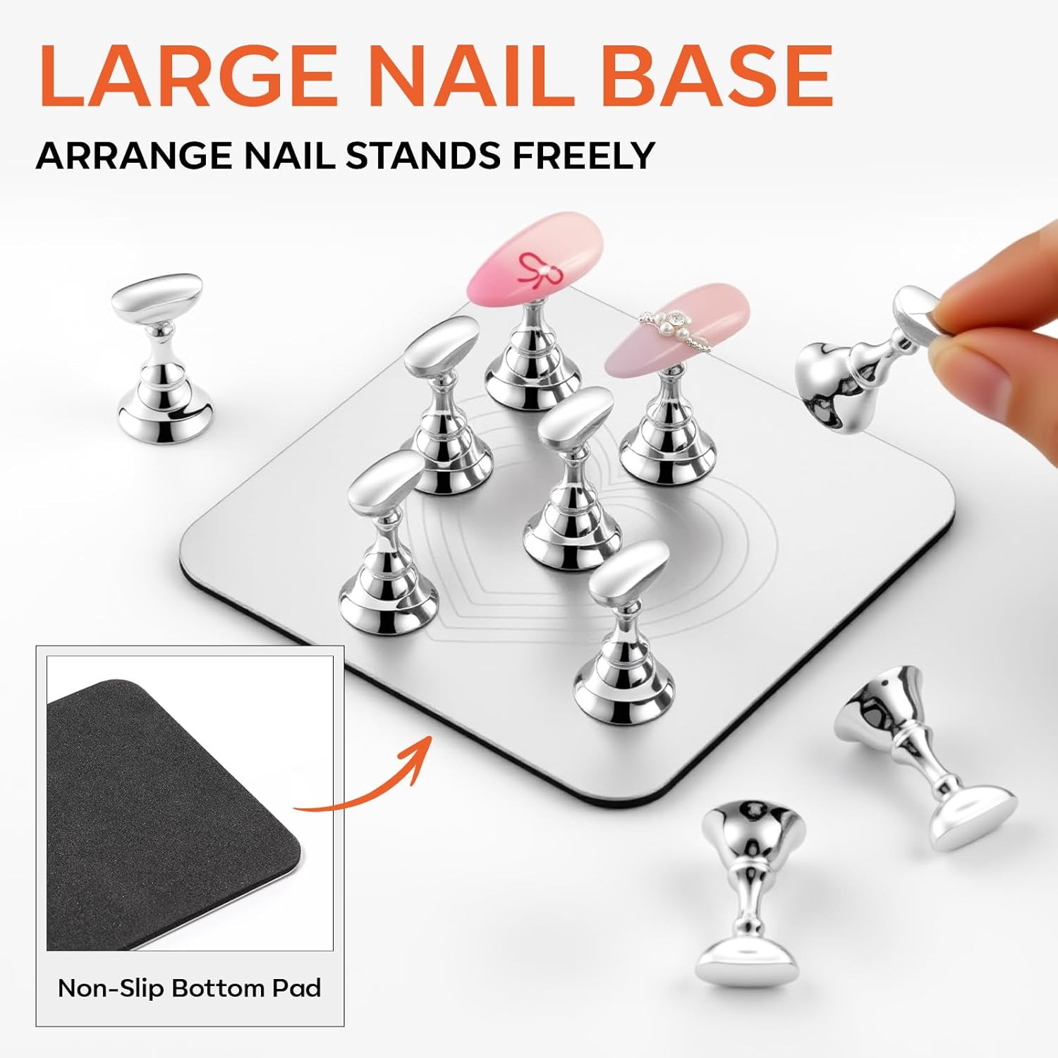 Strong Magnetic Nail Stand: Press-On Nail Holder with Metal Base | Holds 12 Tips