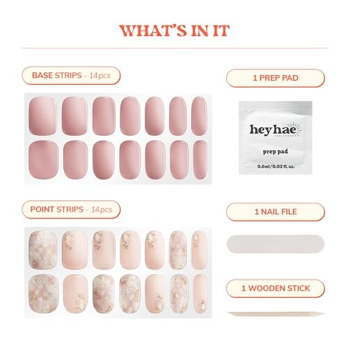 Semi Cured Gel Nail Strips | No LED Lamp Needed | Glitter, Pink | Easy Apply