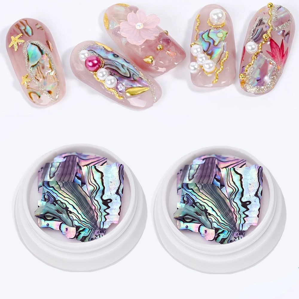 2 Jar DIY Nail Art Sequins Colorful Natural Shell Texture Abalone Slice Manicure