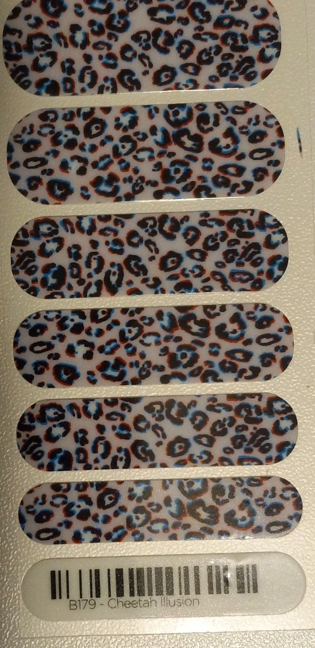 JAMBERRY 1/2 Sheet B179- Cheetah Illusion * 9 NAIL WRAPS 💅 nailart RARE